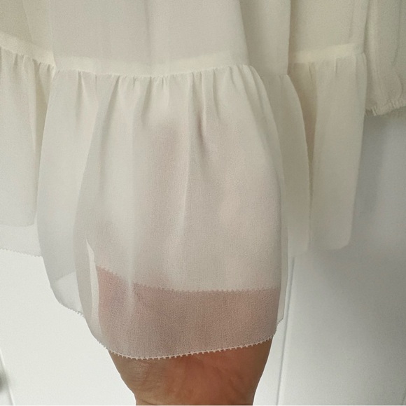 Aritzia Wilfred Tempest Mini Dress Smocked White Chiffon Romantic Feminine 2XS - Picture 11 of 16
